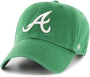 lot 2183 image: A 47 MLB Kelly Green Primary Logo Clean Up Adjustable Strap Hat Cap, Adult One Size Fits All (Atlanta Braves)