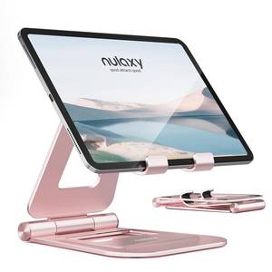 lot 2186 image: Nulaxy Aluminum Dual Foldable iPad Stand, Fully Adjustable Desktop Tablet Holder, iPad Accessories for Office Kindle Compatible with Mobile Devices iPad ProAirMini, iPhone ProMaxPlus, Rose Gold