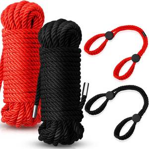 lot 2187 image: Tisancy 4 Pcs Soft Silk Rope Twisted Trim Cord Nylon String Bracelet Set Include 2 Skin Friendly Rope and 2 Adjustable Bracelet 32.81 ft Ankle Cuffs Accessories(Black, Red)