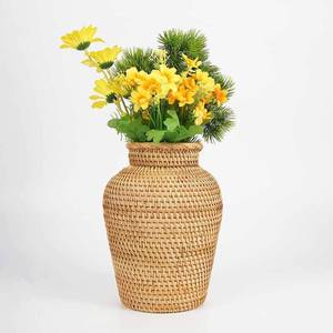 lot 2188 image: Rattan Vase Country Rustic Style Handmade Woven Plant Flower Vase Basket for Home Decor