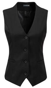 lot 2206 image: Vocni Womens Fully Lined 4 Button V-Neck Economy Dressy Suit Vest Waistcoat ,Black,US M ,(Asian 3XL)