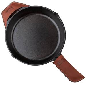 lot 2212 image: Made in Georgia - Leather Cast Iron Handle Cover, Set of 2 - Extra Thick Leather Heat Resistant Handle Sleeve for Skillets, Holder for Hot Frying Pans, Pots - Cast Iron Skillet Covers
