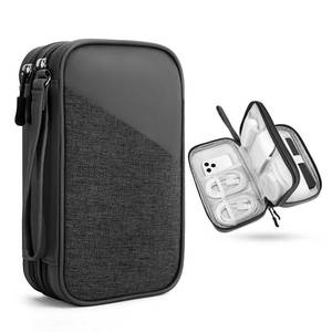 lot 2216 image: FYY Electronic Organizer, Large Travel Cable Organizer Bag Electronic Accessories Carry Case Pouch Portable Waterproof Double Layers All-in-One Storage Bag for Cable, Cord, Charger, Black