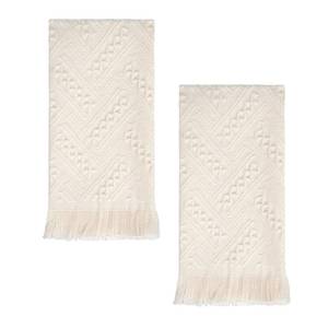 lot 2217 image: Luxury Decorative Hand Towels Bathroom 2 Packs 14X30 100% Cotton Turkish Absorbent Soft Face Towel Set for Boho Bathroom Decor Kitchen Hotel Spa Farmhouse Guest Tea Gift (Cream White, 14inx30in)