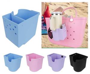 lot 2223 image: Cup and Phone Holder Compatible with Bogg Bag and Simply Southern Modern Bag 40 oz Insert Cup Holder for Stanley, Compatible bogg Bag Beach Soft Silicone Handbag Accessories and Accessories (Purple)