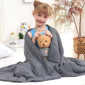 lot 2242 image: Weighted Blanket Kids (7lbs, 40inx60in Throw Size) - Cooling and Breathable Heavy Blanket for 60-90lbs with Premium Glass Beads - Soft Thick Blankets for All-Season Sleeping Comfort - Grey