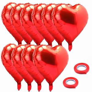lot 2259 image: A 18 Inch Red Mylar Heart Balloons Foil Balloons For Valentines Day Wedding Engagement Party Decor,