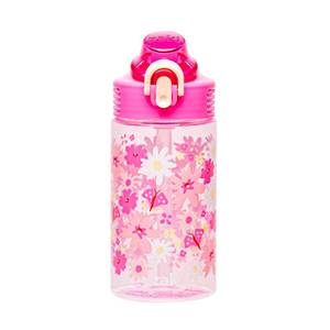 lot 2265 image: Zak Designs Sage Water Bottle For School or Travel, 16oz Durable Plastic Water Bottle With Straw, Handle, and Leak-Proof, Pop-Up Spout Cover (Flower Power)