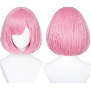 lot 2268 image: Pink Bob Wig for Ootori Emu Cosplay Project Sekai Costume Short Straight Pink Party Wig  Wig Cap