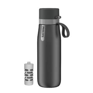 lot 2276 image: PHILIPS Filtered Water Bottle, Insulated Stainless Steel Water Purifier Bottle for Daily Life and Travel, BPA Free with GoZero Everyday Filter for Cleaner and Tastier Tap Water, Keeps Cold, 18.6 oz Gray