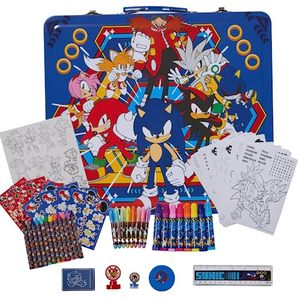lot 2279 image: Innovative Designs Sonic The Hedgehog Deluxe Activity Set for Kids with Carrying Tin, Coloring Sheets, Stickers, and Art Supplies, 200 Pieces