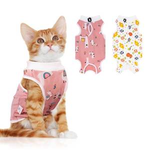 lot 2280 image: A 2 PCS Cat Recovery Suit for Spay Abdominal Wounds Cat Onesie for Cats After Surgery Recovery Suit Female Breathable E-Collar Alternative Kitten Onesie Anti Licking (Medium)