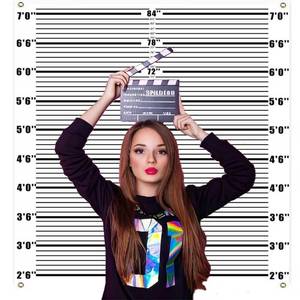 lot 2295 image: Zliisang 4.3 x 4.9ft Mugshot Backdrop for Photoshoot Arrested Height Photography Background Photo Booth Props Backdrop Murder Mystery Party Decorations Mugshot Signs for Birthday Bachelorette Party