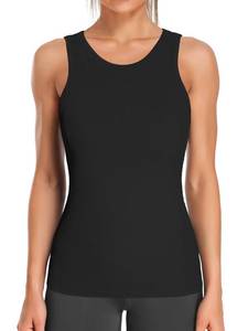 lot 2299 image: ATTRACO Women Ribbed Workout Tops with Built in Bra Yoga Racerback Tank Top Tight Fit Black Medium