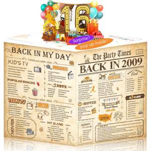 lot 2301 image: OLOSONG 16th Birthday Card for Girls Boys, 3D Pop Up 16th Birthday Gifts Cards, Happy 16 Birthdays Decorations for 16 Year Old Son Daughter, Funny Back In 2009, Classy Vintage