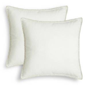 lot 2324 image: CaliTime Throw Pillow Covers Decorative 20 X 20 Inches Pack of 2 Cotton Thread Stitching Edges Solid Dyed Soft Chenille Cushion Cases for Couch Sofa Bed Living Room Farmhouse Cream