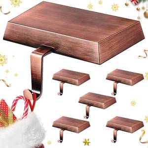 lot 2342 image: A 6 Pack Heavy Duty Metal Christmas Stocking Holders for Mantle,Non-Slip Fireplace Stocking Hooks Xmas Holiday Party Decorations for Counter Tables Window Fireplace Mantle Home Shelf Decor(Retro Bronze)