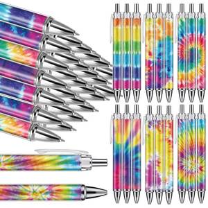lot 2352 image: Chuangdi 24 Pcs Tie Dye Ballpoint Pens Black Ink Pens 1.0 mm Fine Point Smooth Writing Retractable Reusable Pens for Office School Party Note Taking Journal Aesthetic Gift Supplies