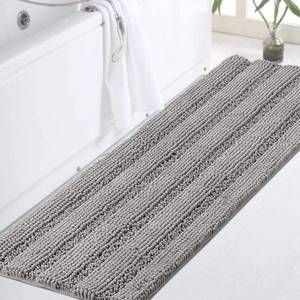 lot 2354 image: Turquoize Shaggy Chenille Bathroom Rugs Bathroom Runner Rug Extra Long Large Bath Rugs Non Slip Washable 47 x 17 Bathroom Floor Mat, Super Water Absorbent and Soft Bath Rug for Bathroom, Dove Gray