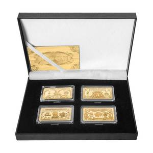 lot 2375 image: A 4pcslot US 1899-1901 Dollars Challenge Gold Plated Bar with Coin Holder America Collectables Coin Bullion Set Box (Gold)