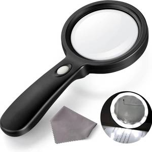 lot 2377 image: A 10X Handheld Magnifying Glass with Light, Real Glass Magnifier and 12 Ultra Bright LEDs for Seniors Reading, Portable Lighted Magnifier for Close Work