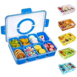lot 2378 image: WACOI Divided Snack Serving Tray with Lid and Handle Travel Snackle Charcuterie Container Portable Storage Organizer for Candy, Fruits, Nuts, Snacks, Party, Picnic (1pack, Cerulean)