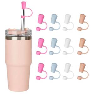 lot 2382 image: Straw Cover Cap 10MM for Stanley Cup Adventure Quencher 40oz, Reusable Silicone Stopper tips for Stanley Tumbler 30 oz, 20 oz, 12 oz Accessories, Fits 0.4 inch10mm Drinking Straws (12 pcs)