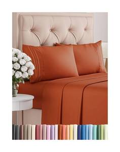 lot 2386 image: Queen Size 4 Piece Sheet Set - Comfy Breathable and Cooling Bed Sheets Set - Hotel Luxury Bedding for Women, Men, Kids and Teens - Deep Pockets, Easy-Fit, Super Soft and Wrinkle Free - Oeko-Tex - Terracotta