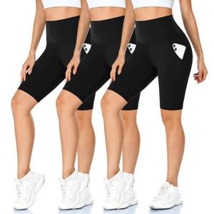 lot 2388 image: MOREFEEL 3 Pack Biker Shorts for Women with Pockets � 8in High Waist Tummy Control Workout Yoga Running Gym Athletic Shorts LXL