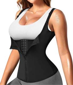 lot 2414 image: Nebility Women Waist Trainer Corset Zipper Vest Body Shaper Cincher Tank Top with Adjustable Straps (2XL, Black)