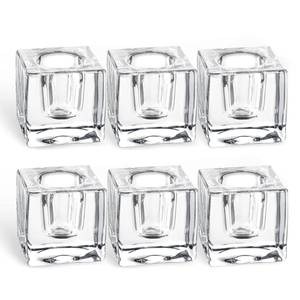 lot 2418 image: Glass Candle Holder Set of 6 Taper Candle Holders for Candlesticks Clear Crystal Candle Stick Candle Holders for Table Centerpiece Square Candlestick Holders for Wedding Easter Christmas Thanksgiving