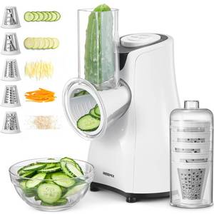 lot 3272 image: Electric Cheese Grater, Reemix 5 Multi Blade Cheese Shredder Salad Maker for Home Kitchen Use, Detachable Vegetable Slicer Electric Grater for Cheese, Vegetables, Fruits