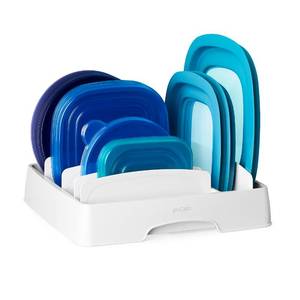 lot 3279 image: YouCopia StoraLid Adjustable Food Container Lid Organizer for Kitchen Cabinet Storage, Medium