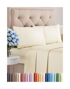 lot 3283 image: King Size 4 Piece Sheet Set - Comfy Breathable and Cooling Sheets - Hotel Luxury Bed Sheets for Women, Men, Kids and Teens - Deep Pockets, Easy-Fit, Wrinkle Free Sheets - Off White Oeko-Tex Bed Sheet Set