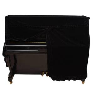lot 3289 image: Alomejor Piano Cover Fashionable Full Piano Cover Cloth Art More Pleuche Decorated for Universal Upright Vertical Piano (Black)