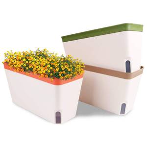lot 3305 image: OurWarm Windowsill Herb Planter Box, Set of 3, Self Watering Plant Pots, 10.5 Inch Rectangular Planter Pots, Decorative Garden Flower Pots for indoor plants, Herbs, Vegetables, Flowers (3 Colors)