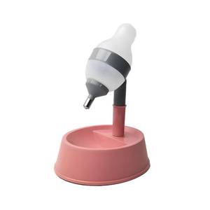 lot 3308 image: NACOCO Pet Standing Water Dispenser Cat Dog Standing Bowl with Detachable Pole Automatically Feeding Water Height Adjustable(Grey-Pink)