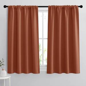 lot 3312 image: RYB HOME Small Window Curtains for Kitchen, Thermal Insulated Privacy Shades Chic Home Decoration for Basement Bathroom Door Window, Width 42 x Length 45 inch, 2 Panels, Burnt Orange