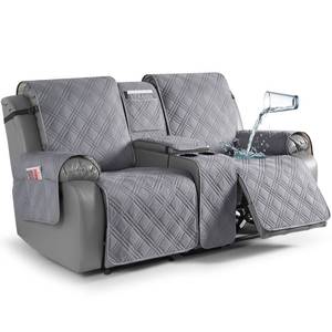 lot 3318 image: TAOCOCO Loveseat Recliner Cover with Center Console, 100% Waterproof Pet Cover for Dual Recliner with Straps Design, Split Reclining Loveseat Cover Furniture PetandKids Protector (2 Seater, Gray)