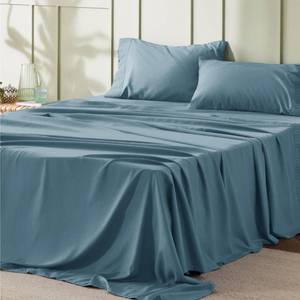 lot 3325 image: Bedsure Queen Sheet Set - Soft Sheets for Queen Size Bed, 4 Pieces Hotel Luxury Mineral Blue Sheets Queen, Easy Care Polyester Microfiber Cooling Bed Sheet Set