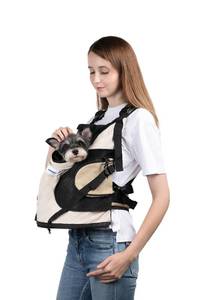 lot 3329 image: Dog Carriers for Small Dogs,Dog Backpack with 2 Pocket for Travel,Comfortable Dog Front Carrier Suitable for Dogs 8-18 pounds Machine Washable (Beige)