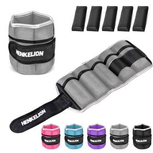 lot 3335 image: Henkelion 1 Pair 6 Lbs Adjustable Ankle Weights For Women Men Kids, Strength Training Wrist Weights Ankle Weights Set For Gym, Fitness Workout, Running, Lifting Exercise Leg Weights - each 3 Lbs Grey