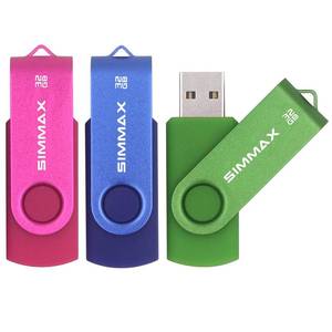 lot 3337 image: SIMMAX 3 Pack 32GB Memory Stick USB 2.0 Flash Drives Swivel Thumb Drive Pen Drive (32GB Pink Blue Green)