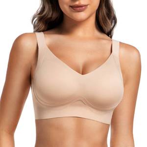 lot 4007 image: PURILINE Womens Wireless Bra, Seamless Soft Push Up Bralettes, No Underwire Comfortable Full Coverage Everyday Bra, Beige, XX-Large