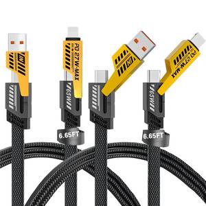 lot 4025 image: Gartmost 2Pack 4 in 1 Fast Charging Cable, Transferring Data, 6.65 Ft, Braided Cable 65W, USB C USB A and IP, Multiple Charging Cable for PhonePadMore
