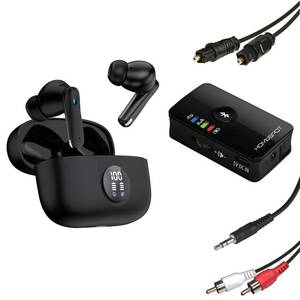 lot 4033 image: HomeSpot ANC True Wireless Earbuds with Bluetooth Transmitter Set for TV Listening