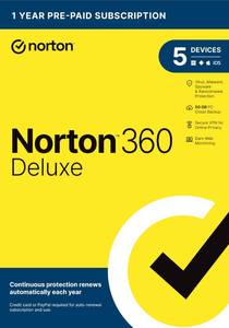 lot 4418 image: Norton 360 Deluxe 2025, Antivirus software for 5 Devices with Auto Renewal - Includes VPN, PC Cloud Backup and Dark Web Monitoring Key Card