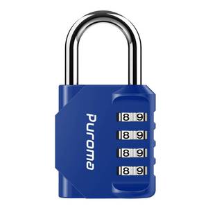 lot 4442 image: Puroma 1 Pack Combination Lock for Locker 4 Digit Outdoor Waterproof Padlock for School, Gym, Sports, Fence, Toolbox, Gate, Case, Outdoor, Hasp Storage (Blue)