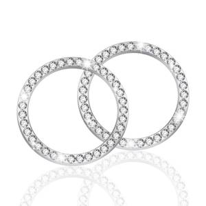 lot 4445 image: LivTee 2 PCS Crystal Rhinestone Car Engine Stop Decoration Ring, Bling Interior Accessories for Women, Push to Start Button CoverSticker, Key Ignition and Knob, White
