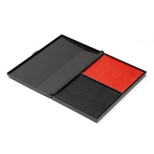 lot 4450 image: Ink Pad for Rubber Stamps, Stamp Pad for Clear Impression Stamping, Quality Felt Pad Black Ink, Red Ink, Blue Ink L (3.5  6.3) (Red and Black)